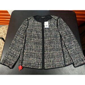 Lafayette 148 Jacket Tweed Black White Work Travel Size M. L15
